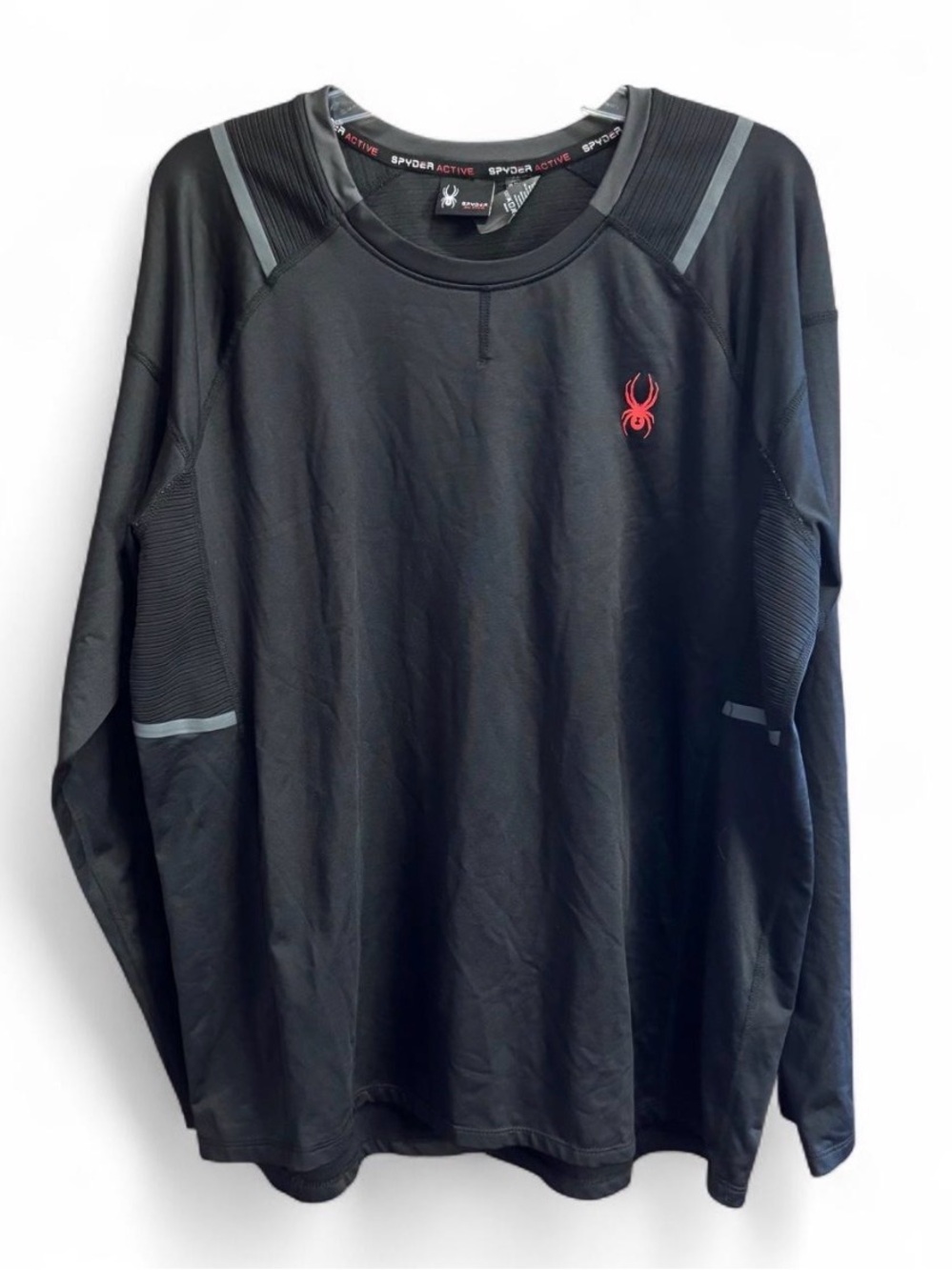 NWOT Spyder Black Long-Sleeve Performance Crew with Red Logo. Large. Activewear.